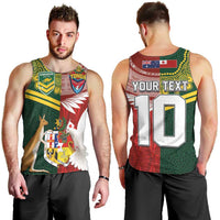 Custom Mate Ma'a Tonga and Australia Kangaroo Men Tank Top Nation Seal with Mascot Aboriginal and Tongan Kupesi Ngatu Art LT03 - Polynesian Pride