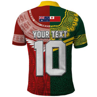 Mate Ma'a Tonga and Australia Kangaroo Polo Shirt - Nation Seal Kupesi Ngatu Aboriginal Art LT03 - Polynesian Pride