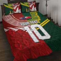 Custom Mate Ma'a Tonga and Australia Kangaroo Quilt Bed Set Nation Seal with Mascot Aboriginal and Tongan Kupesi Ngatu Art LT03 Red - Polynesian Pride