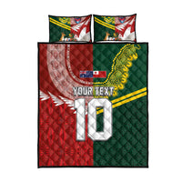 Custom Mate Ma'a Tonga and Australia Kangaroo Quilt Bed Set Nation Seal with Mascot Aboriginal and Tongan Kupesi Ngatu Art LT03 - Polynesian Pride