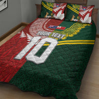 Custom Mate Ma'a Tonga and Australia Kangaroo Quilt Bed Set Nation Seal with Mascot Aboriginal and Tongan Kupesi Ngatu Art LT03 - Polynesian Pride