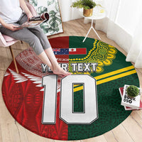 Custom Mate Ma'a Tonga and Australia Kangaroo Round Carpet Nation Seal with Mascot Aboriginal and Tongan Kupesi Ngatu Art LT03 - Polynesian Pride