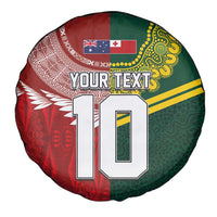 Custom Mate Ma'a Tonga and Australia Kangaroo Spare Tire Cover Nation Seal with Mascot Aboriginal and Tongan Kupesi Ngatu Art LT03 - Polynesian Pride