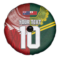 Custom Mate Ma'a Tonga and Australia Kangaroo Spare Tire Cover Nation Seal with Mascot Aboriginal and Tongan Kupesi Ngatu Art LT03 - Polynesian Pride