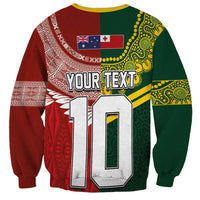 Custom Mate Ma'a Tonga and Australia Kangaroo Sweatshirt Nation Seal with Mascot Aboriginal and Tongan Kupesi Ngatu Art LT03 - Polynesian Pride