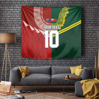 Custom Mate Ma'a Tonga and Australia Kangaroo Tapestry Nation Seal with Mascot Aboriginal and Tongan Kupesi Ngatu Art LT03 Red - Polynesian Pride