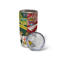 Custom Mate Ma'a Tonga and Australia Kangaroo Tumbler Cup Nation Seal with Mascot Aboriginal and Tongan Kupesi Ngatu Art LT03 - Polynesian Pride