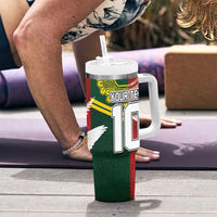 Custom Mate Ma'a Tonga and Australia Kangaroo Tumbler With Handle Nation Seal with Mascot Aboriginal and Tongan Kupesi Ngatu Art LT03 - Polynesian Pride