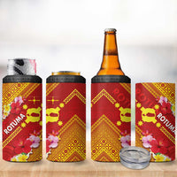 Rotuma Island 4 in 1 Can Cooler Tumbler Fijian Tapa with Polynesian Art and Hibiscus LT03 - Polynesian Pride