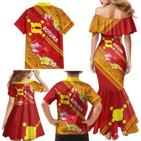 Rotuma Island Family Matching Mermaid Dress and Hawaiian Shirt Fijian Tapa with Polynesian Art and Hibiscus LT03 - Polynesian Pride