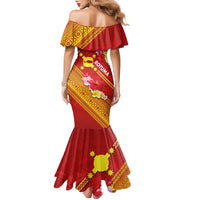 Rotuma Island Family Matching Mermaid Dress and Hawaiian Shirt Fijian Tapa with Polynesian Art and Hibiscus LT03 - Polynesian Pride