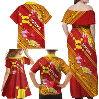 Rotuma Island Family Matching Off Shoulder Maxi Dress and Hawaiian Shirt Fijian Tapa with Polynesian Art and Hibiscus LT03 - Polynesian Pride