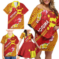 Rotuma Island Family Matching Off Shoulder Short Dress and Hawaiian Shirt Fijian Tapa with Polynesian Art and Hibiscus LT03 - Polynesian Pride