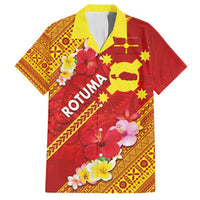Rotuma Island Family Matching Summer Maxi Dress and Hawaiian Shirt Fijian Tapa with Polynesian Art and Hibiscus LT03 Dad's Shirt - Short Sleeve Red - Polynesian Pride