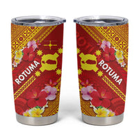 Rotuma Island Tumbler Cup Fijian Tapa with Polynesian Art and Hibiscus LT03 Red - Polynesian Pride