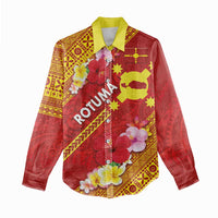 Rotuma Island Women Casual Shirt Fijian Tapa with Polynesian Art and Hibiscus LT03 - Polynesian Pride