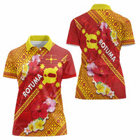 Rotuma Island Women Polo Shirt Fijian Tapa with Polynesian Art and Hibiscus LT03 - Polynesian Pride