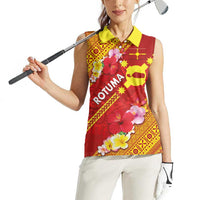 Rotuma Island Women Sleeveless Polo Shirt Fijian Tapa with Polynesian Art and Hibiscus LT03 - Polynesian Pride