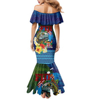 Fiji Iguana-Coat of Arms Family Matching Mermaid Dress and Hawaiian Shirt with Hibiscus and Plumeria Palm Tree Tapa Art LT03 - Polynesian Pride