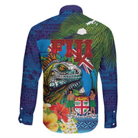Fiji Iguana-Coat of Arms Family Matching Summer Maxi Dress and Hawaiian Shirt with Hibiscus and Plumeria Palm Tree Tapa Art LT03 - Polynesian Pride