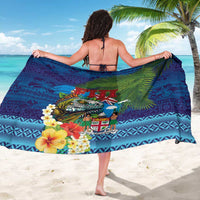 Fiji Iguana-Coat of Arms Sarong with Hibiscus and Plumeria Palm Tree Tapa Art LT03 - Polynesian Pride