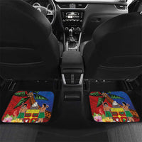Personalised Fiji and Rotuma Together Car Mats Fjian Masi and Pacific Pattern Mix Culture LT03 Set 2pcs - Back Red - Polynesian Pride