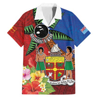 Personalised Fiji and Rotuma Together Family Matching Mermaid Dress and Hawaiian Shirt Fjian Masi and Pacific Pattern Mix Culture LT03 Dad's Shirt - Short Sleeve Red - Polynesian Pride