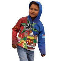 Personalised Fiji and Rotuma Together Kid Hoodie Fjian Masi and Pacific Pattern Mix Culture LT03 - Polynesian Pride