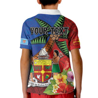 Personalised Fiji and Rotuma Together Kid Polo Shirt Fjian Masi and Pacific Pattern Mix Culture LT03 - Polynesian Pride