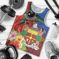 Personalised Fiji and Rotuma Together Men Tank Top Fjian Masi and Pacific Pattern Mix Culture LT03 - Polynesian Pride
