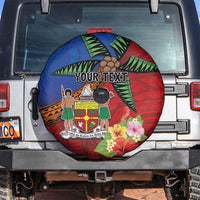 Personalised Fiji and Rotuma Together Spare Tire Cover Fjian Masi and Pacific Pattern Mix Culture LT03 Red - Polynesian Pride