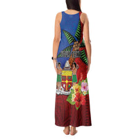Personalised Fiji and Rotuma Together Tank Maxi Dress Fjian Masi and Pacific Pattern Mix Culture LT03 - Polynesian Pride