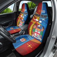 Personalised Fiji and Rotuma Together Car Seat Cover Tapa and Pacific Art Pattern with Cultural Emblems Half Style