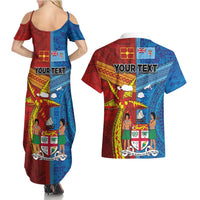 Personalised Fiji and Rotuma Together Couples Matching Summer Maxi Dress and Hawaiian Shirt Tapa and Pacific Art Pattern with Cultural Emblems Half Style LT03 - Polynesian Pride