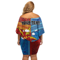 Personalised Fiji and Rotuma Together Family Matching Off Shoulder Short Dress and Hawaiian Shirt Tapa and Pacific Art Pattern with Cultural Emblems Half Style LT03 - Polynesian Pride