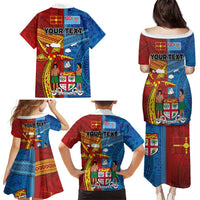 Personalised Fiji and Rotuma Together Family Matching Puletasi and Hawaiian Shirt Tapa and Pacific Art Pattern with Cultural Emblems Half Style LT03 - Polynesian Pride