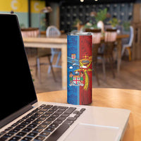 Personalised Fiji and Rotuma Together Skinny Tumbler Tapa and Pacific Art Pattern with Cultural Emblems Half Style LT03 - Polynesian Pride
