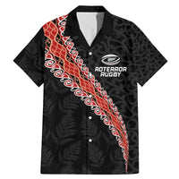 Custom New Zealand Rugby Family Matching Mermaid Dress and Hawaiian Shirt Maori and Silver Fern Half Style LT03 Dad's Shirt - Short Sleeve Black - Polynesian Pride