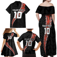 Custom New Zealand Rugby Family Matching Off Shoulder Maxi Dress and Hawaiian Shirt Maori and Silver Fern Half Style LT03 - Polynesian Pride