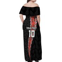 Custom New Zealand Rugby Off Shoulder Maxi Dress Maori and Silver Fern Half Style LT03 - Polynesian Pride