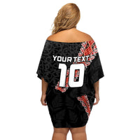 Custom New Zealand Rugby Off Shoulder Short Dress Maori and Silver Fern Half Style LT03 - Polynesian Pride