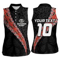 Custom New Zealand Rugby Women Sleeveless Polo Shirt Maori and Silver Fern Half Style LT03 - Polynesian Pride