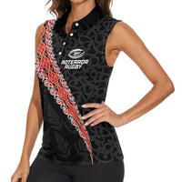 Custom New Zealand Rugby Women Sleeveless Polo Shirt Maori and Silver Fern Half Style LT03 - Polynesian Pride
