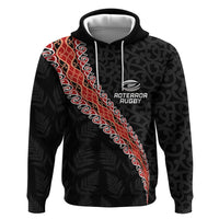 Custom New Zealand Rugby Zip Hoodie Maori and Silver Fern Half Style LT03 Pullover Hoodie Black - Polynesian Pride