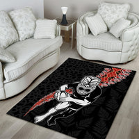 New Zealand Maori Warrior Rugby Area Rug Maori and Silver Fern Half Style LT03 - Polynesian Pride