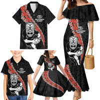 New Zealand Maori Warrior Rugby Family Matching Mermaid Dress and Hawaiian Shirt Maori and Silver Fern Half Style LT03 - Polynesian Pride