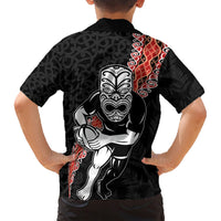 New Zealand Maori Warrior Rugby Family Matching Short Sleeve Bodycon Dress and Hawaiian Shirt Maori and Silver Fern Half Style LT03 - Polynesian Pride