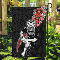New Zealand Maori Warrior Rugby Garden Flag Maori and Silver Fern Half Style LT03 Garden Flag Black - Polynesian Pride