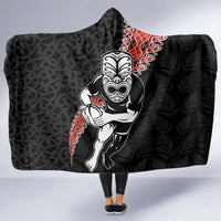 New Zealand Maori Warrior Rugby Hooded Blanket Maori and Silver Fern Half Style LT03 - Polynesian Pride