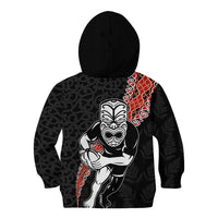 New Zealand Maori Warrior Rugby Kid Hoodie Maori and Silver Fern Half Style LT03 - Polynesian Pride